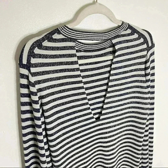 NEW Maje Rushour Metallic Long Sleeve Striped Mini Dress French Preppy Shimmer - Picture 8 of 8